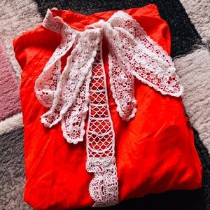tsumori chisato Japan orange cotton lace Blouse new rare